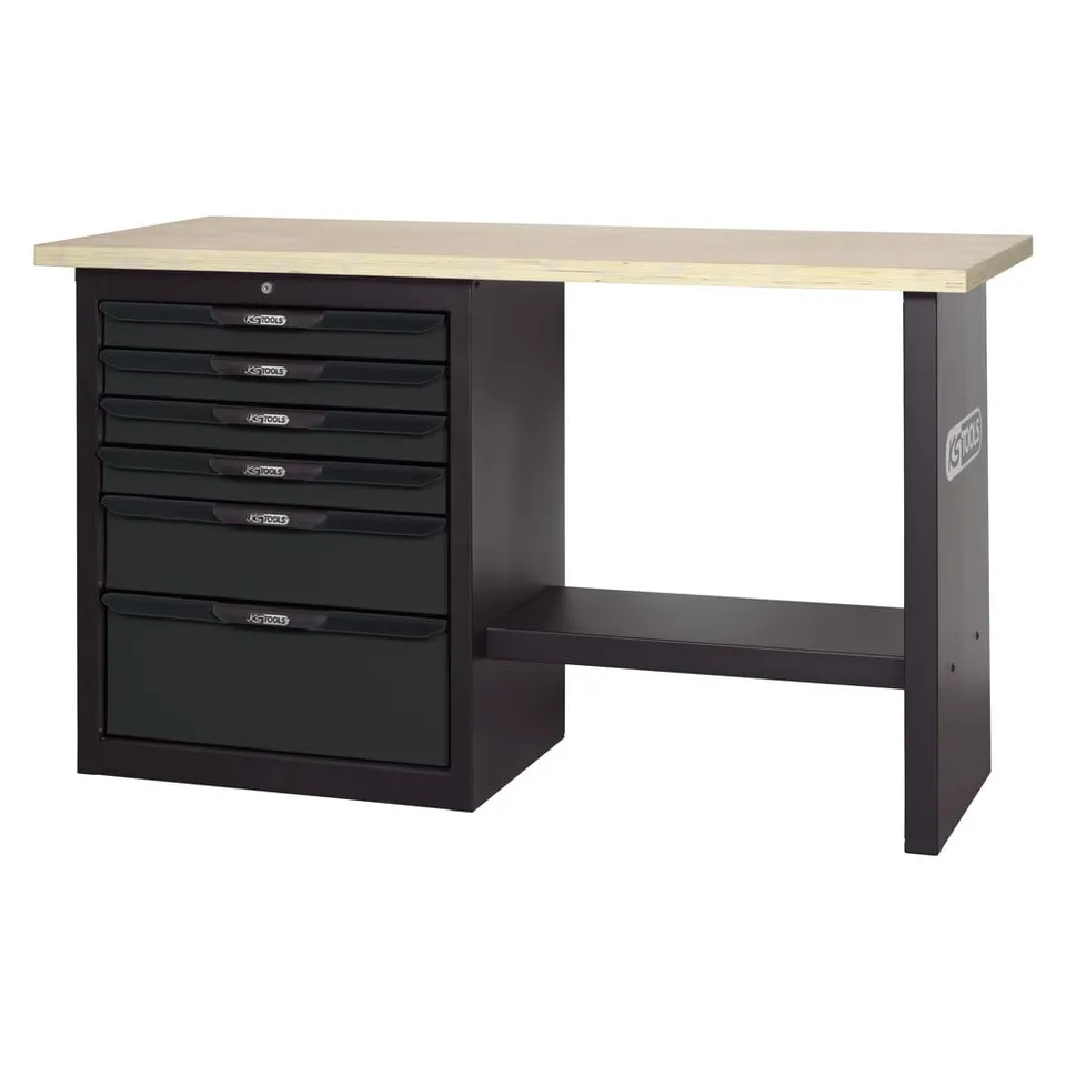 KS Tools 865.0150 Établi garage 6 tiroirs bois 1500 kg