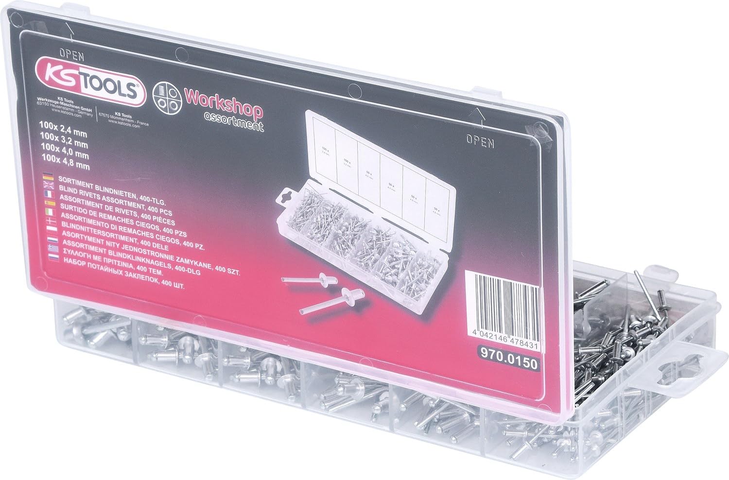 KS Tools 970.0150 assortiment rivets x400 pro