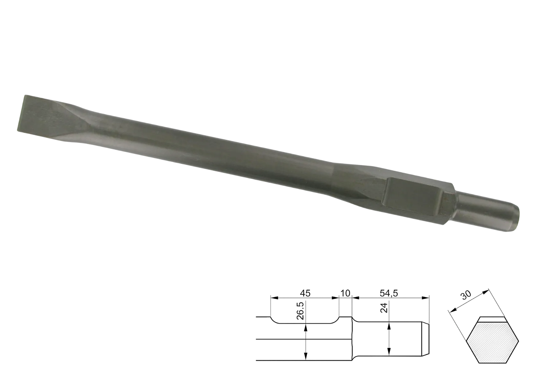 Guillet Pic Burin Pelle 24mm HEX30 burin démolition