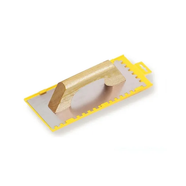 Mondelin platoir denté 28x12 cm 10x10 mm inox bois