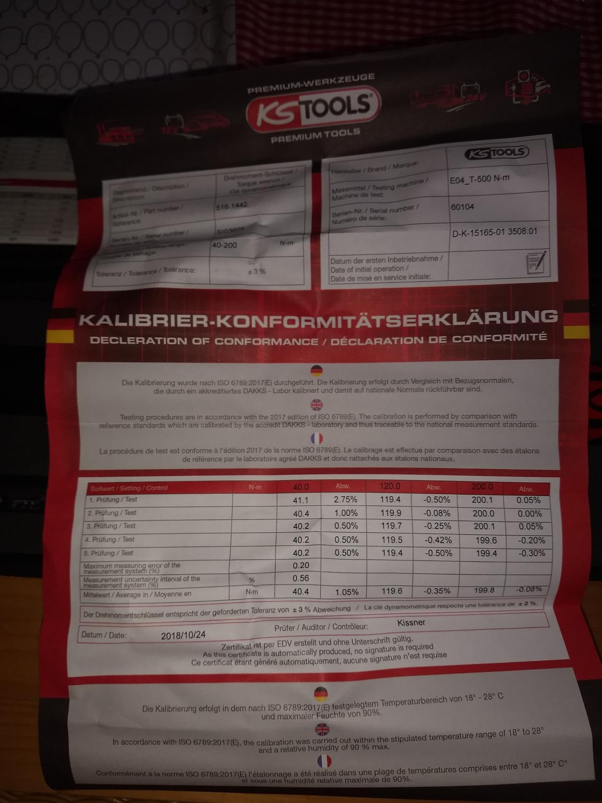KS Tools ERGOTORQUEbasic 516.1905 clé dynamo 1/2 40-200Nm