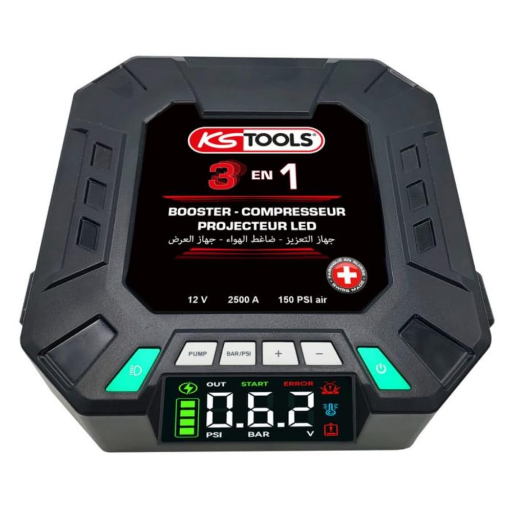 KS Tools 550.1925F booster batterie 12V 2500A gonfleur 3 en 1