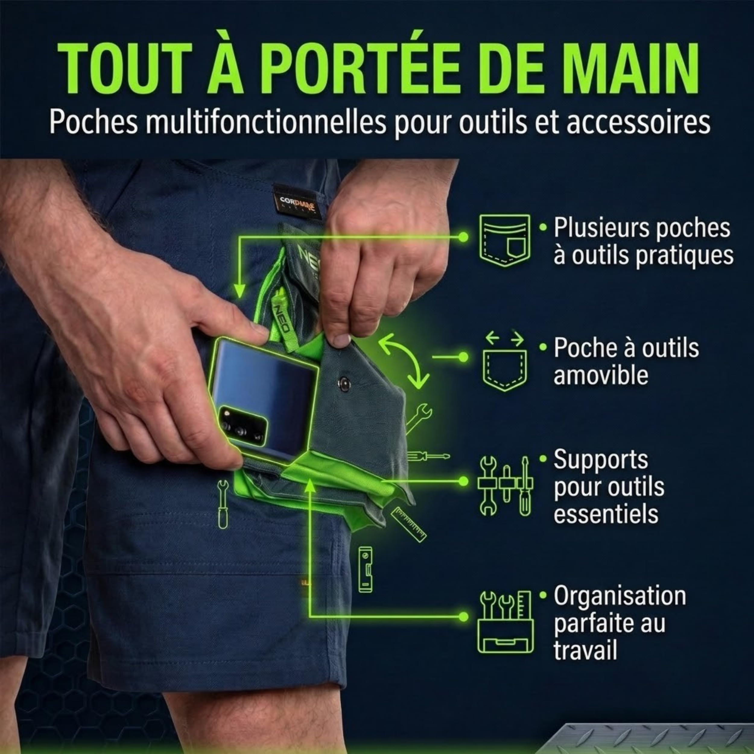NEO Tools X short golf homme XXL bleu marine