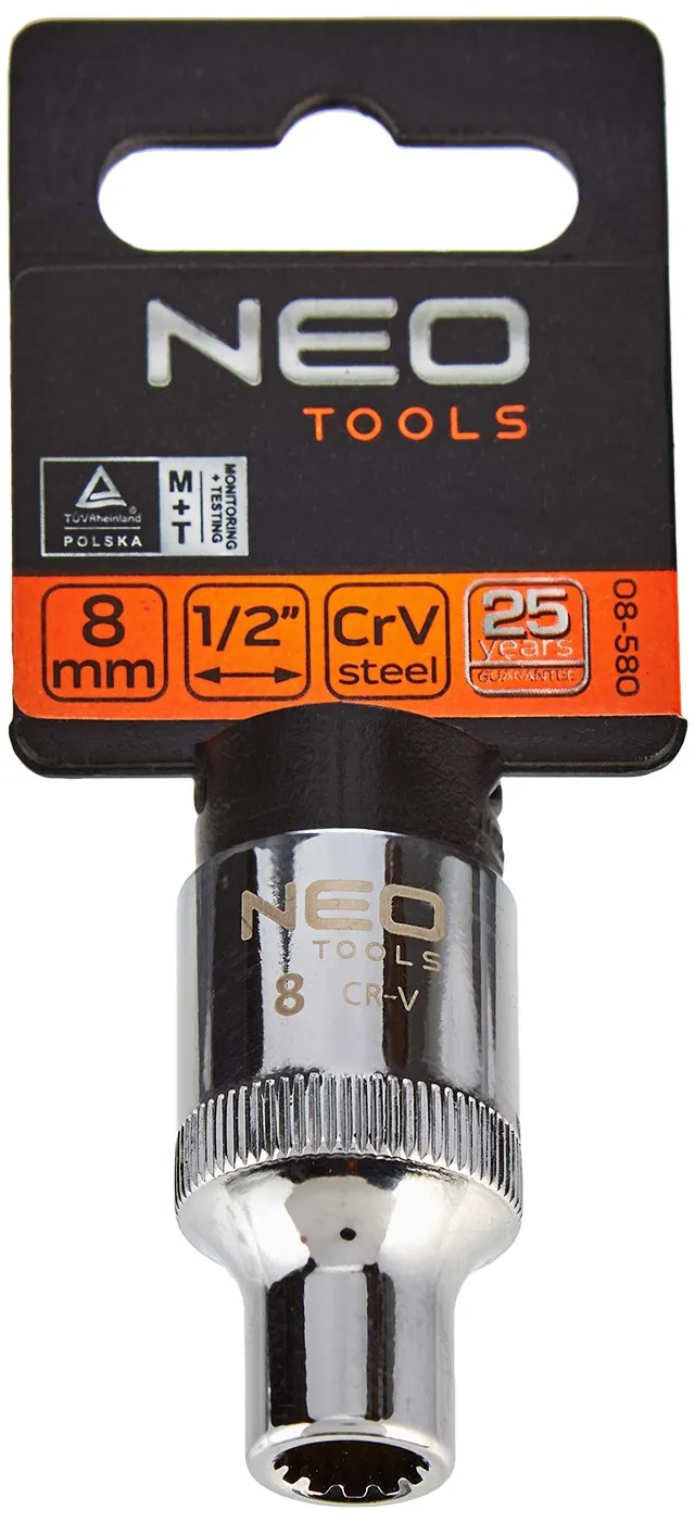 NEO TOOLS 08-580 douille longue 1/2 8 mm 12 pans