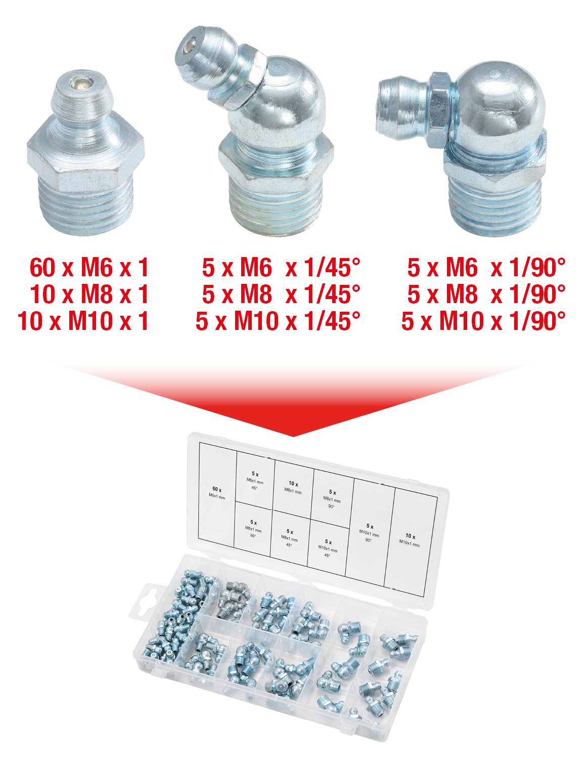 KS Tools 970.0030 assortiment graisseurs 110 pcs acier