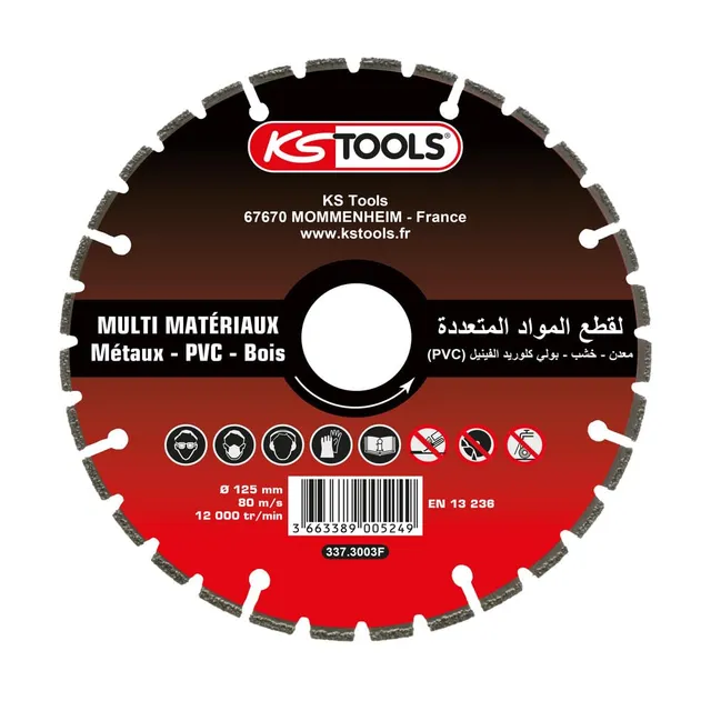 KS Tools 337.3003F disque diamant 125mm métaux PVC bois 1,6mm