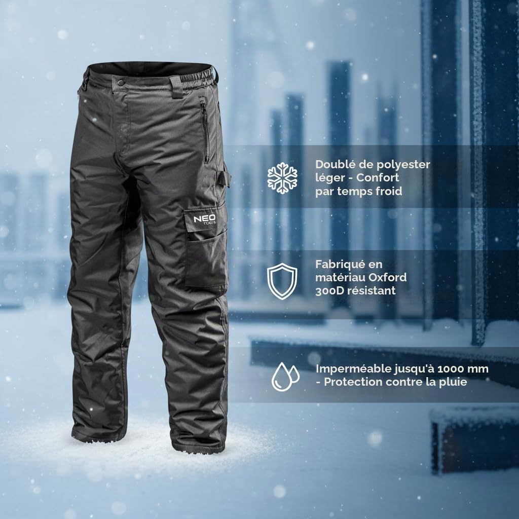 NEO Tools pantalon de travail thermique homme noir imperméable