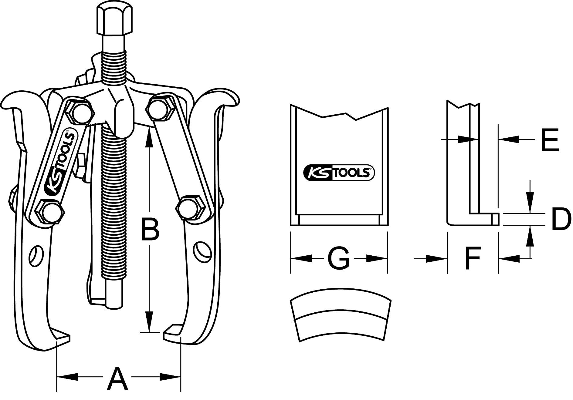 KS Tools 700.1130 extracteur 2 et 3 griffes 6 pouces