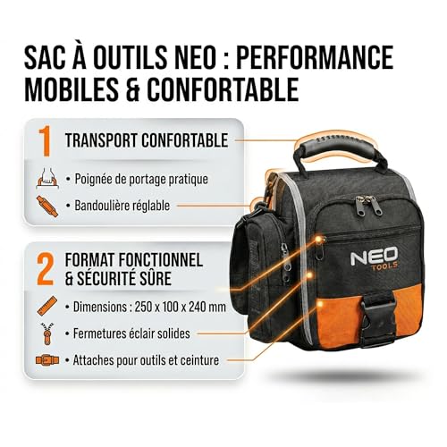 NEO TOOLS sac à outils monteur polyester 8 poches noir