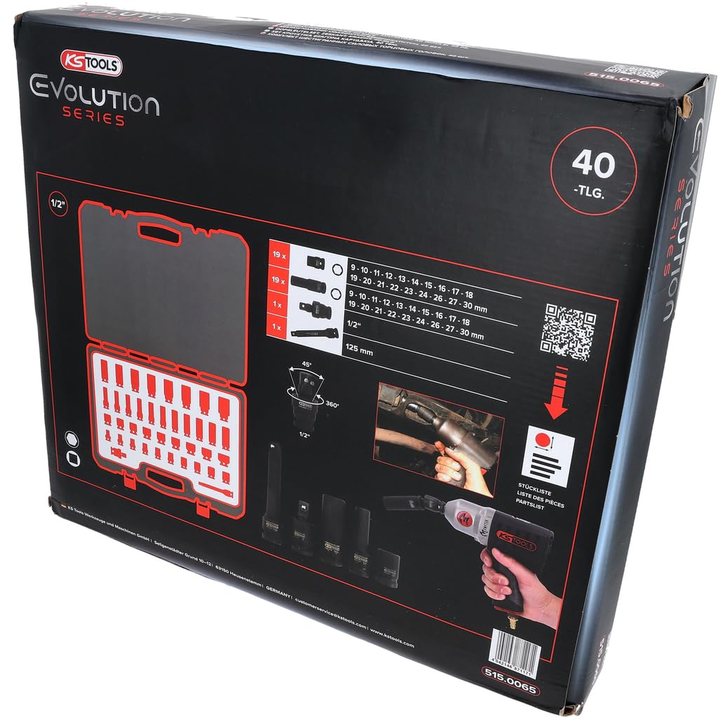 KS Tools 515.0065 Coffret douilles à choc 1/2" 40 pièces 9-30 mm