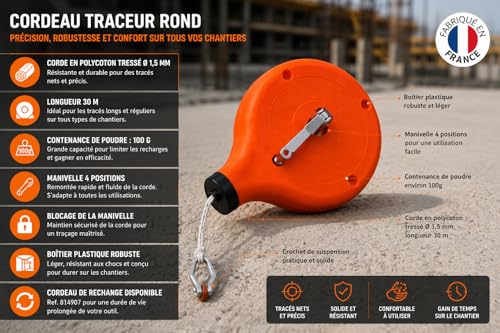 MOB-MONDELIN cordeau traceur boîtier rond 30 m