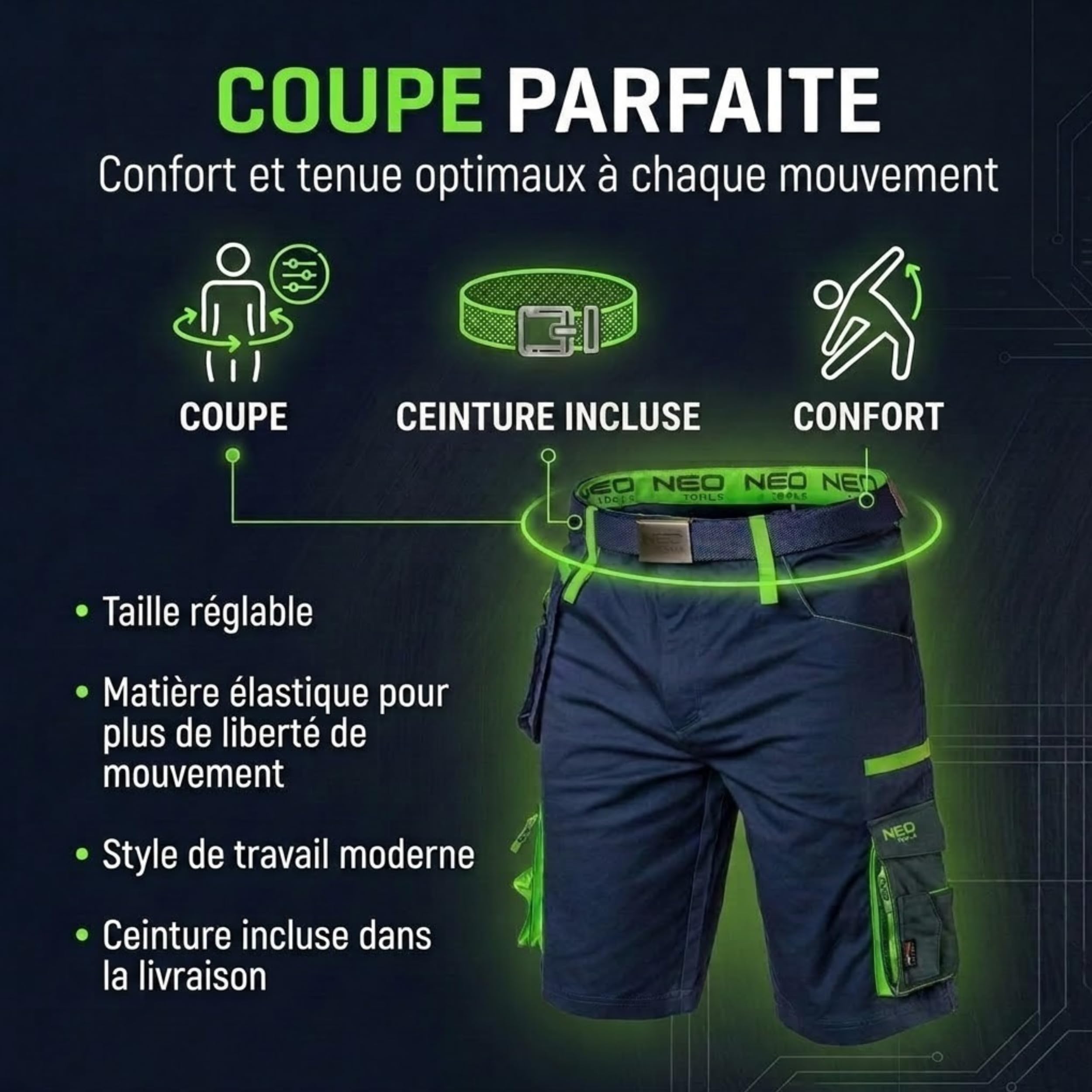 NEO Tools X short golf homme XXL bleu marine