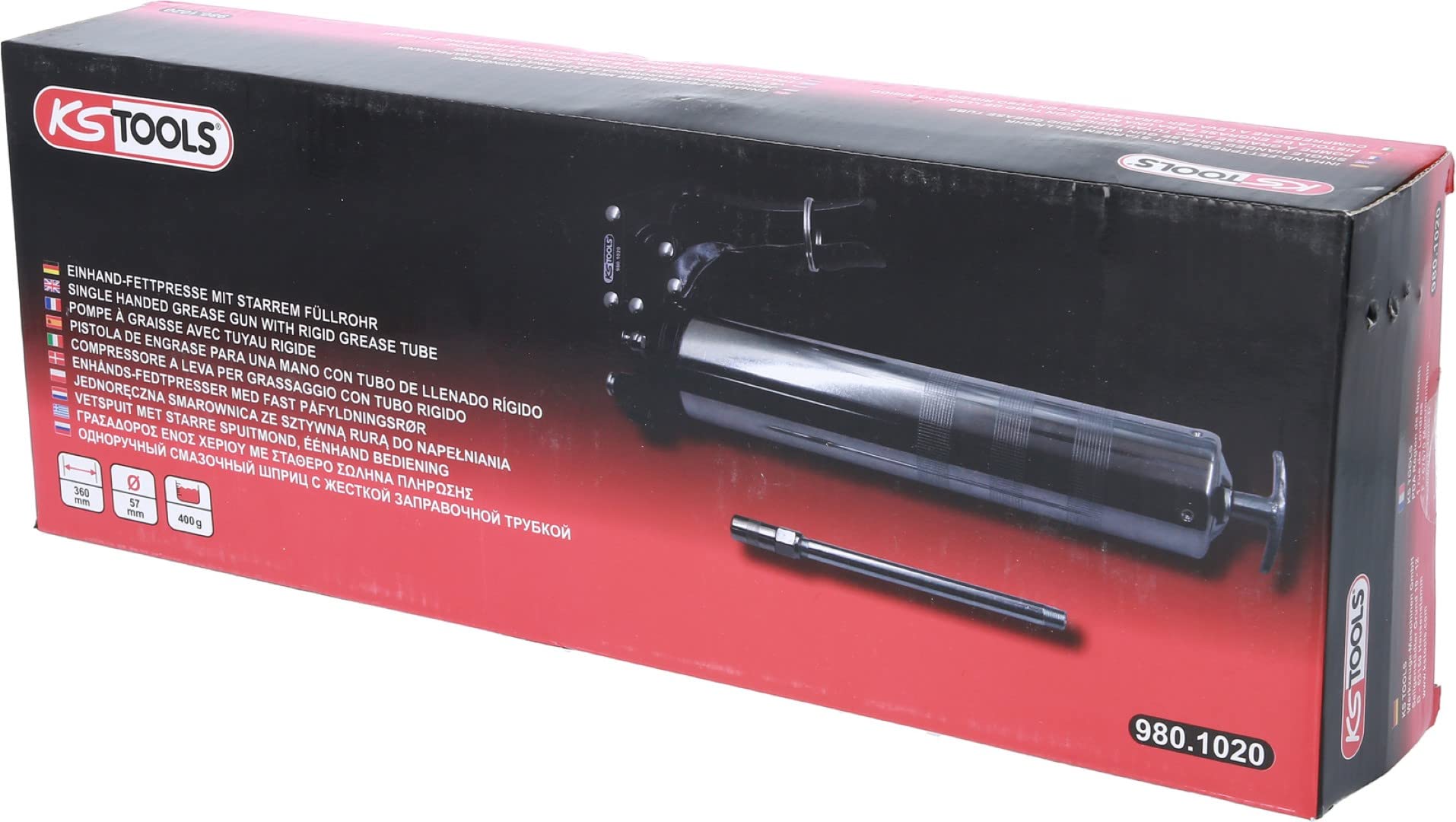 KS Tools 980.1020 pompe à graisse 400g tuyau rigide
