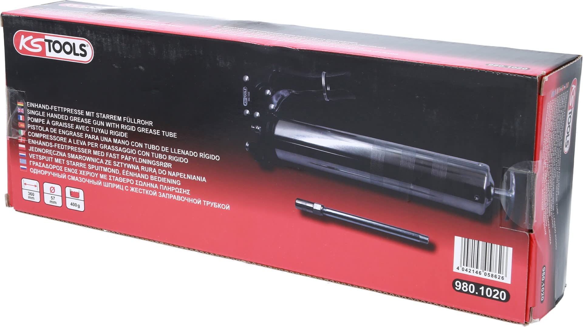 KS Tools 980.1020 pompe à graisse 400g tuyau rigide