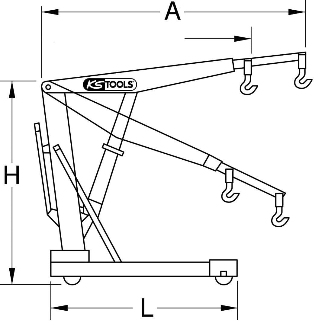 KS Tools 161.0020 grue mobile pliante 1 t chèvre atelier