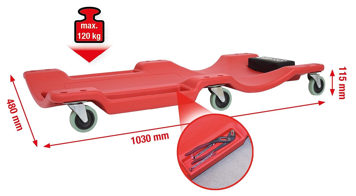 KS Tools 500.8090 chariot visite ergonomique 2 bacs rangement