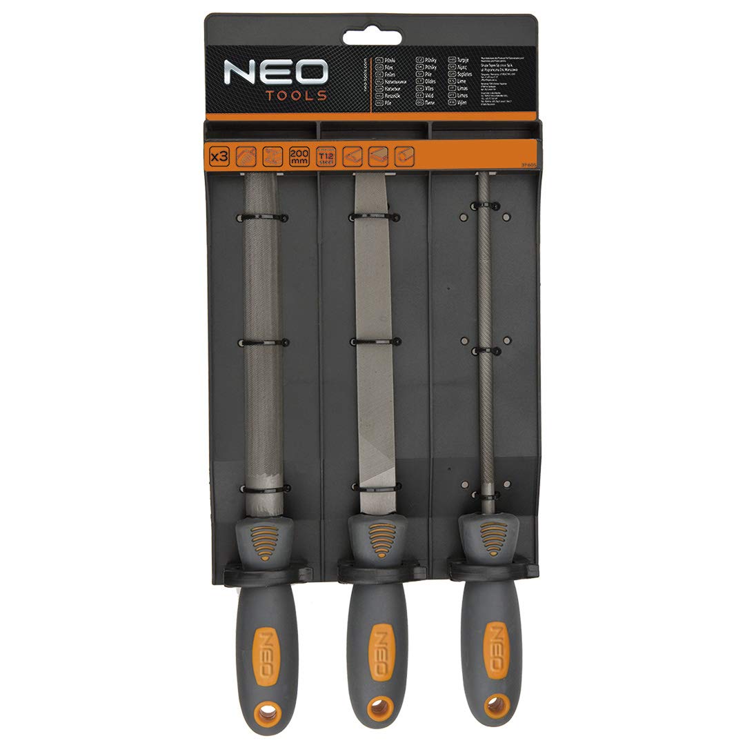 NEO TOOLS lot 3 limes métal 200 mm T12 taille 2