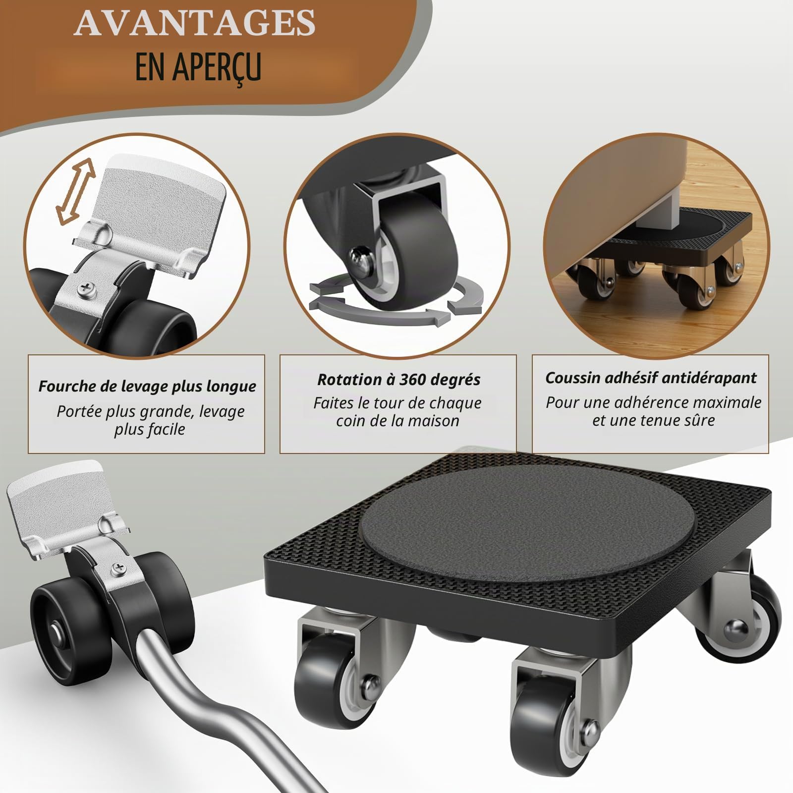ONEON Dolly Standard kit déplace-meuble roulettes