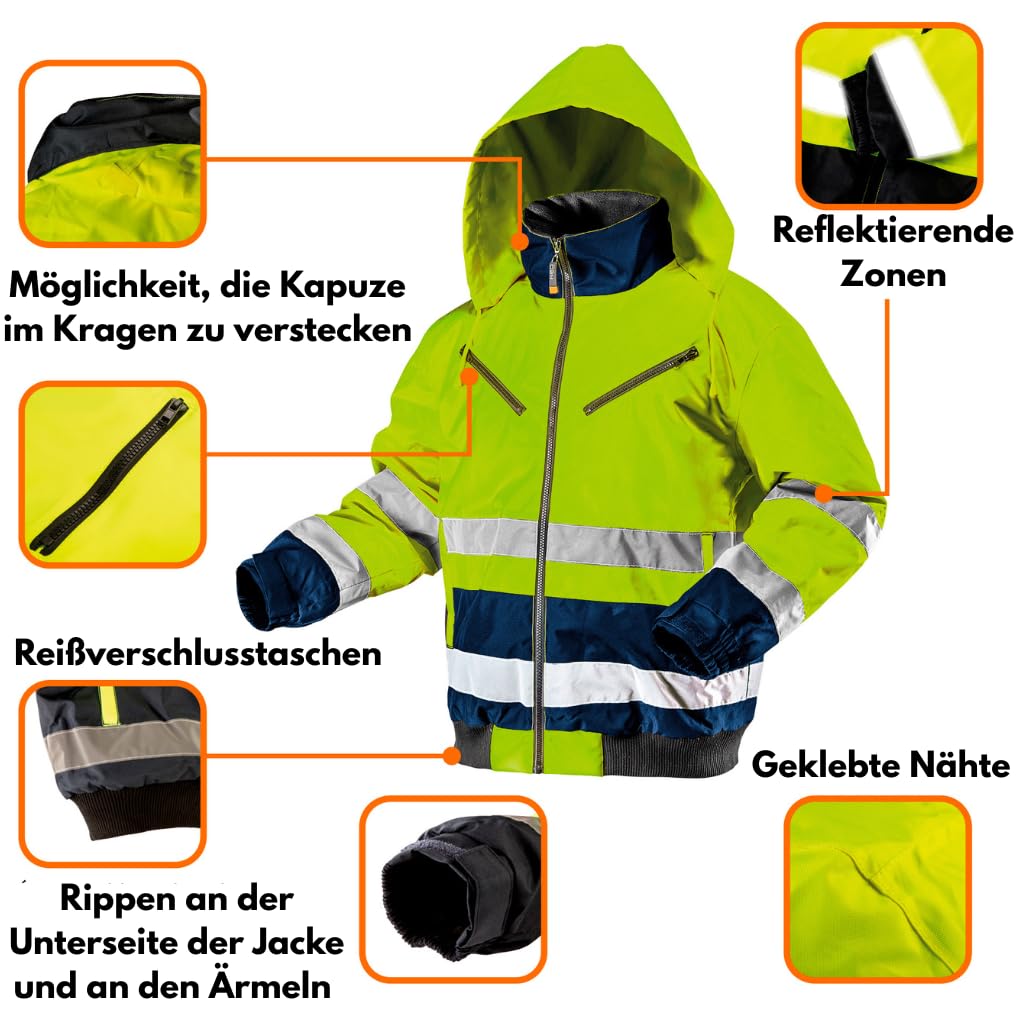 NEO TOOLS X veste travail jaune fluo chaude imperméable