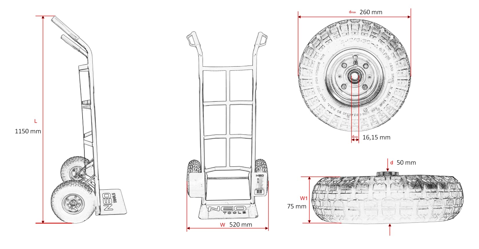 NEO TOOLS chariot transport lourd 200 kg atelier