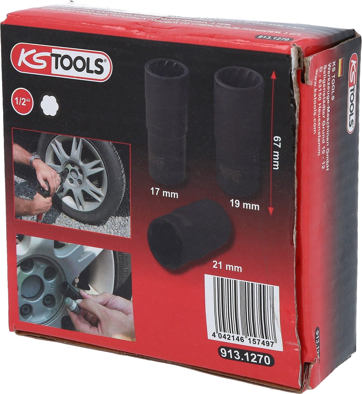 KS Tools 913.1270 douille double chocs 17-19-21 mm