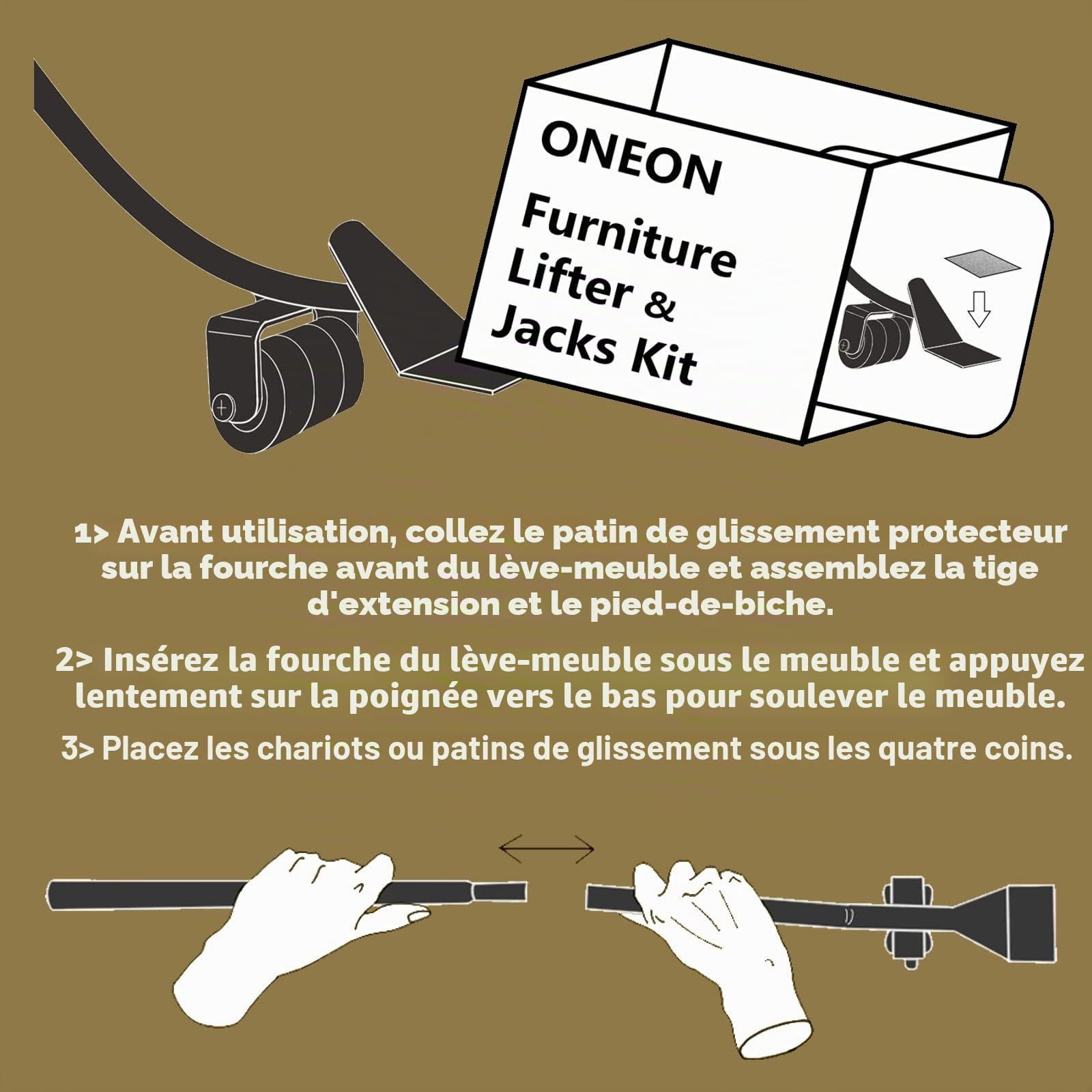 ONEON lève-meubles Classique M Noir 227 kg