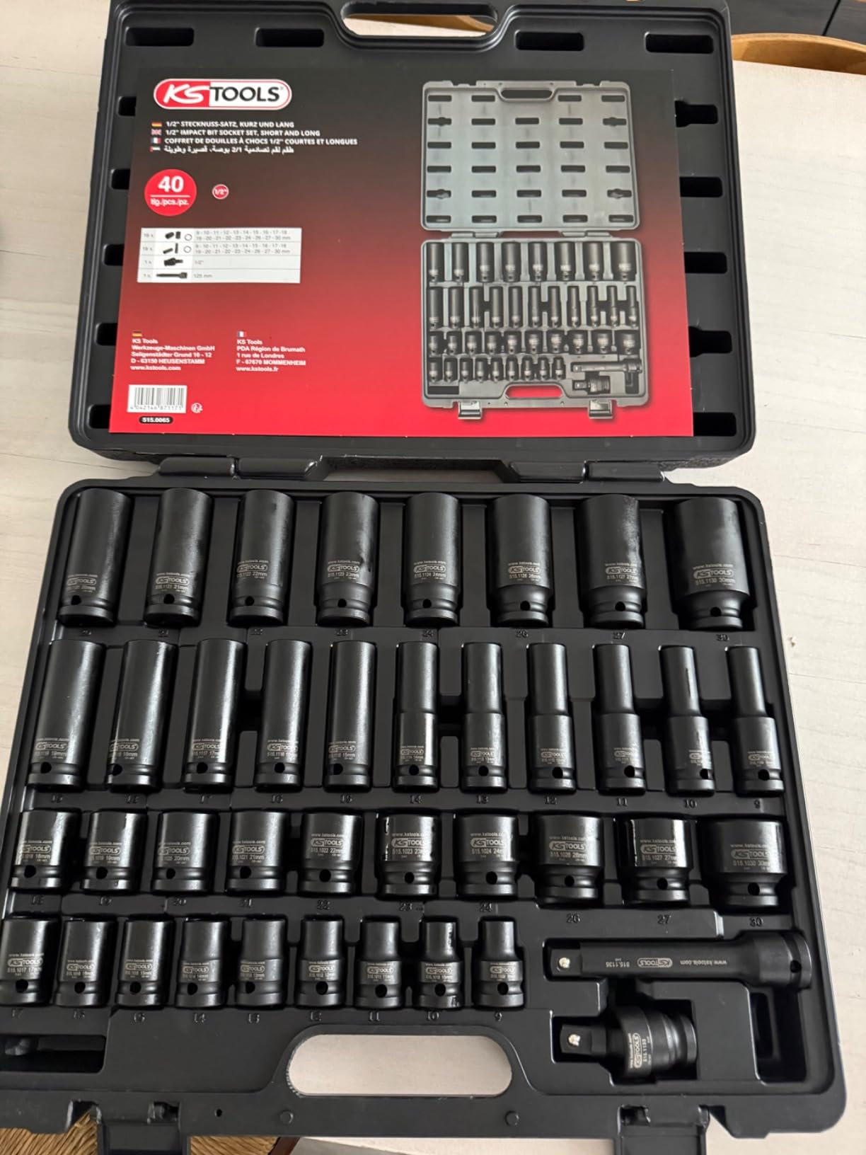 KS Tools 515.0065 Coffret douilles à choc 1/2" 40 pièces 9-30 mm