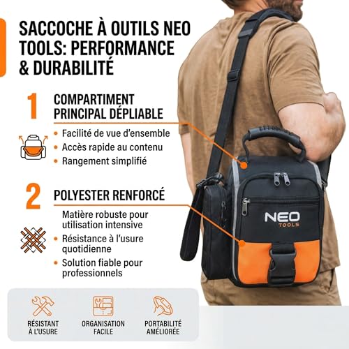 NEO TOOLS sac à outils monteur polyester 8 poches noir