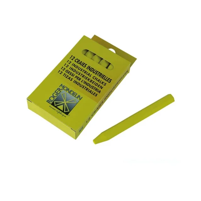 Mondelin étui 12 craies jaunes 12 cm traçage