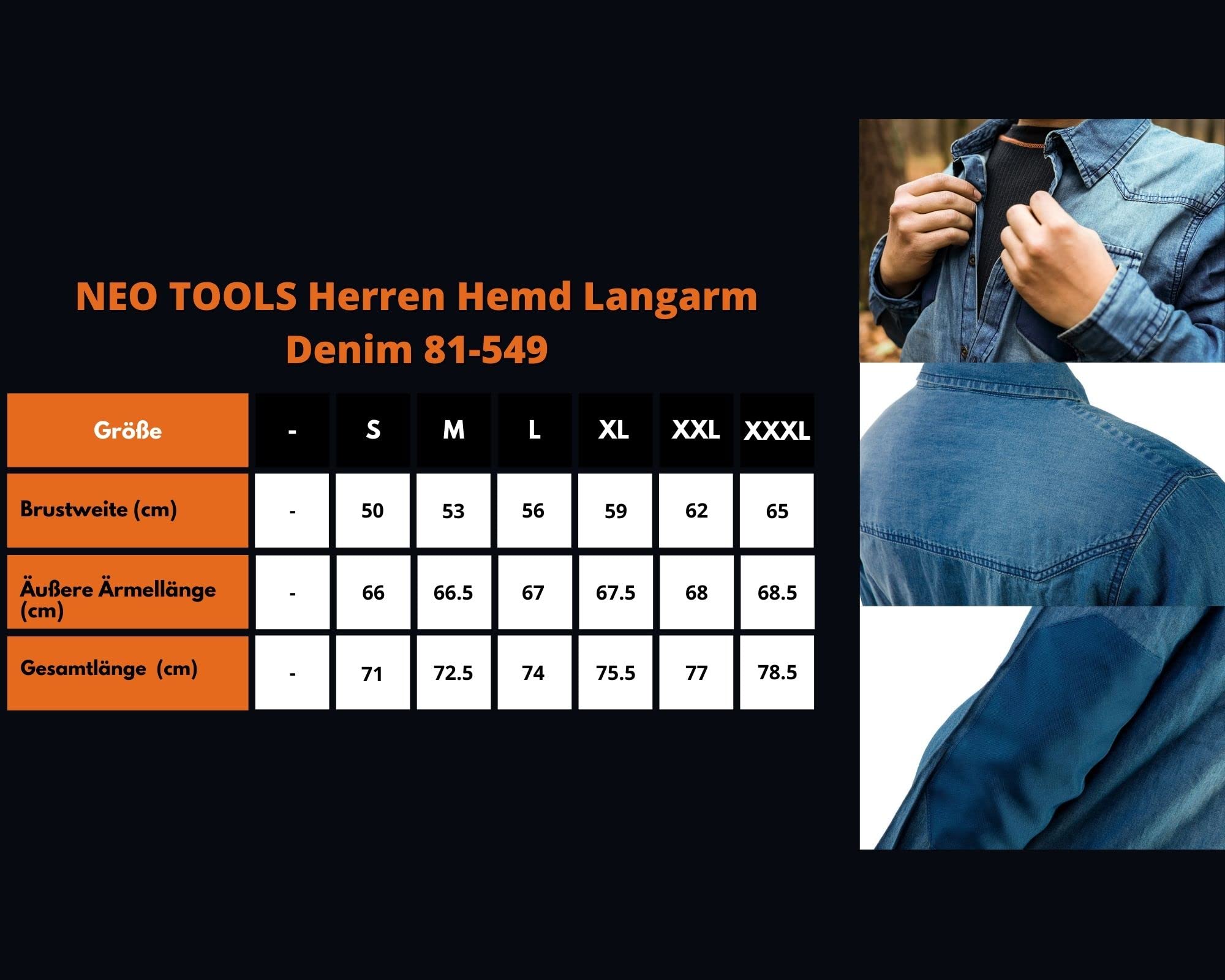 NEO TOOLS t-shirt de travail denim homme XL