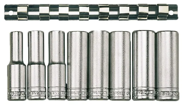 Teng Tools jeu 8 douilles longues 1/2" 12 pans sur rail
