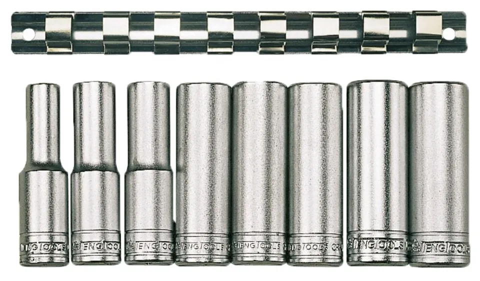 Teng Tools jeu 8 douilles longues 1/2" 12 pans sur rail