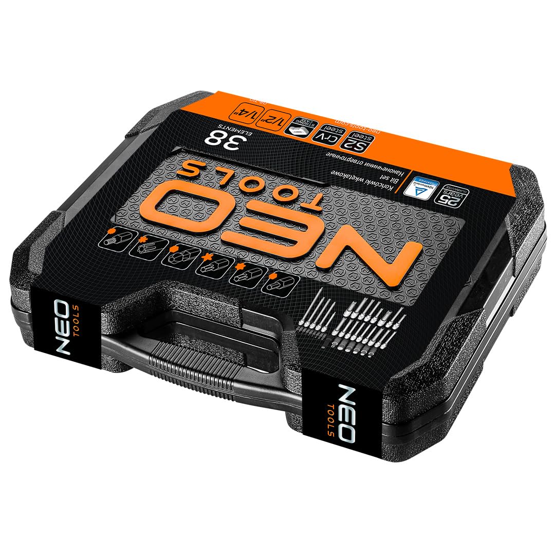 NEO TOOLS 08-710 coffret douilles embouts 38 pcs 1/2 1/4
