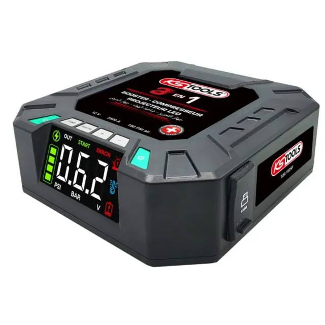 KS Tools 550.1925F booster batterie 12V 2500A gonfleur 3 en 1