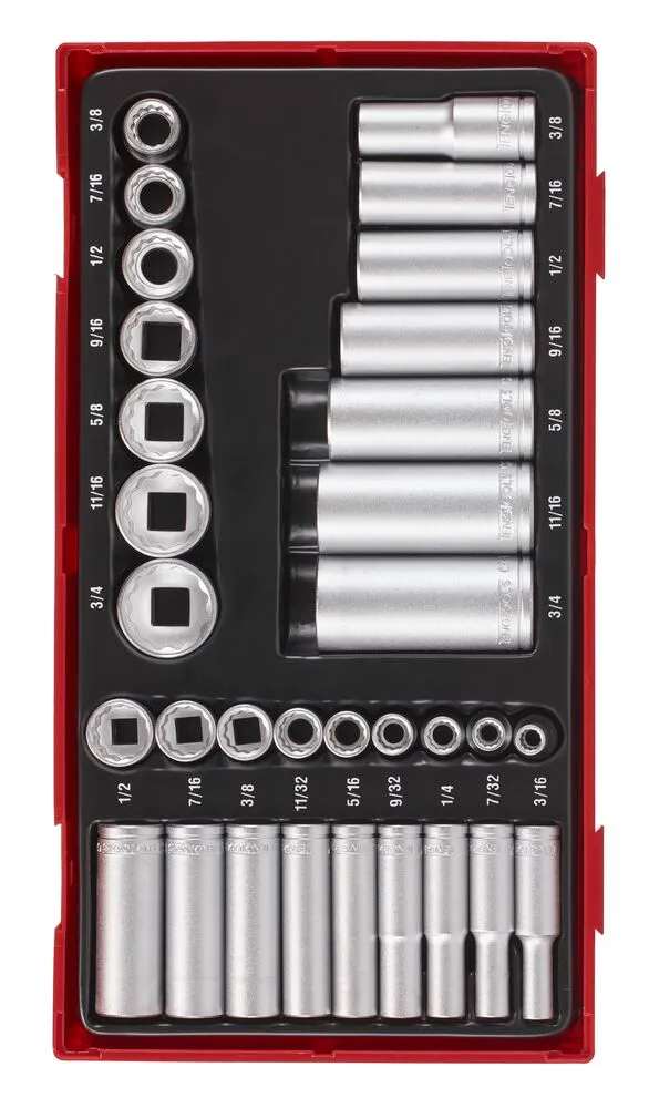 Teng Tools TT1 coffret douilles 32 pièces 12 pans pouces