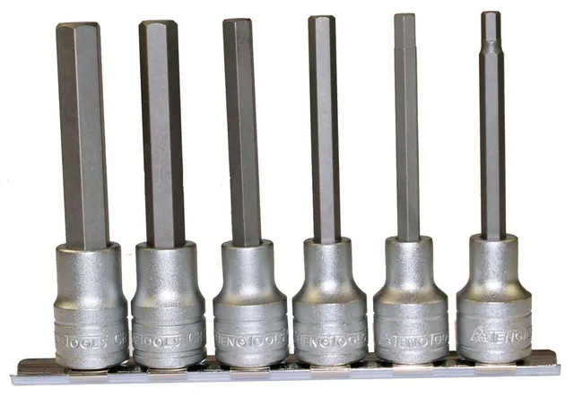 Teng Tools coffret douilles 1/2" hex longues 6 pièces rail