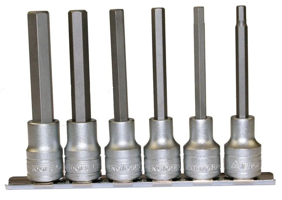 Teng Tools coffret douilles 1/2" hex longues 6 pièces rail