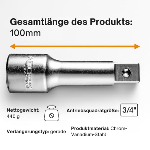 NEO TOOLS rallonge douille 3/4 100 mm CrV