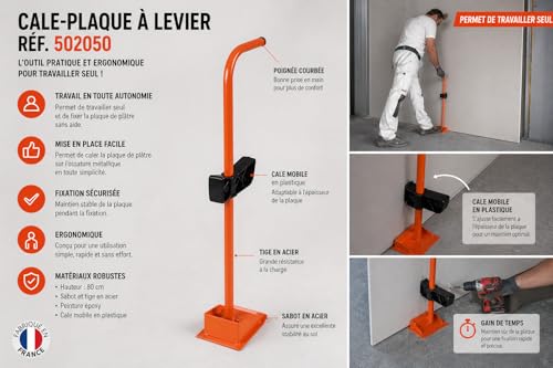Mondelin cale plaque placo à pied acier 80 cm