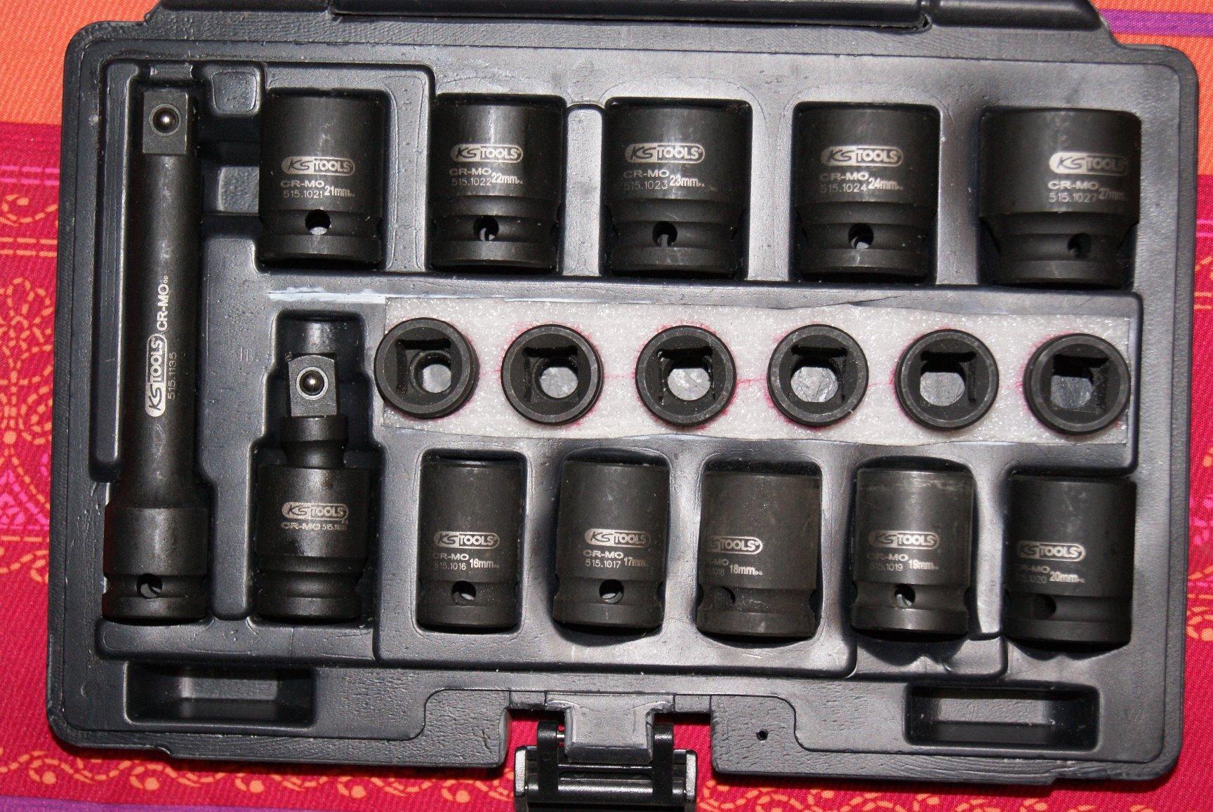 KS Tools 515.0112 Coffret douilles à choc 1/2" 12 pièces Cr-Mo