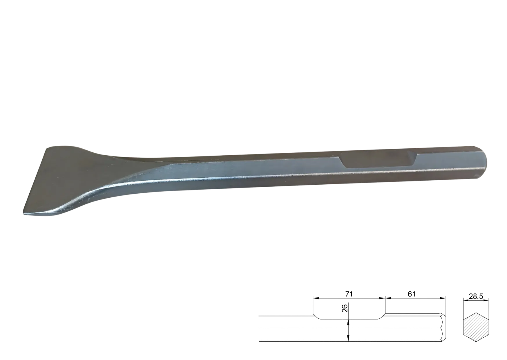 Guillet Burin HEX 28 acier forgé démolition lourde