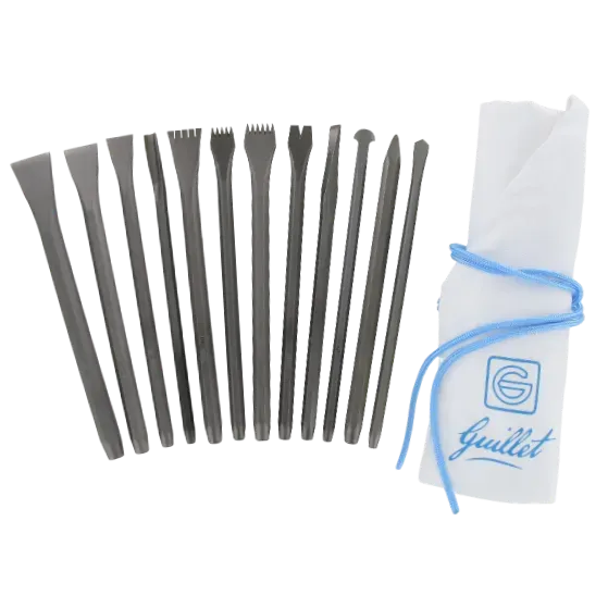Guillet trousse 12 outils forgés sculpture pierre tendre
