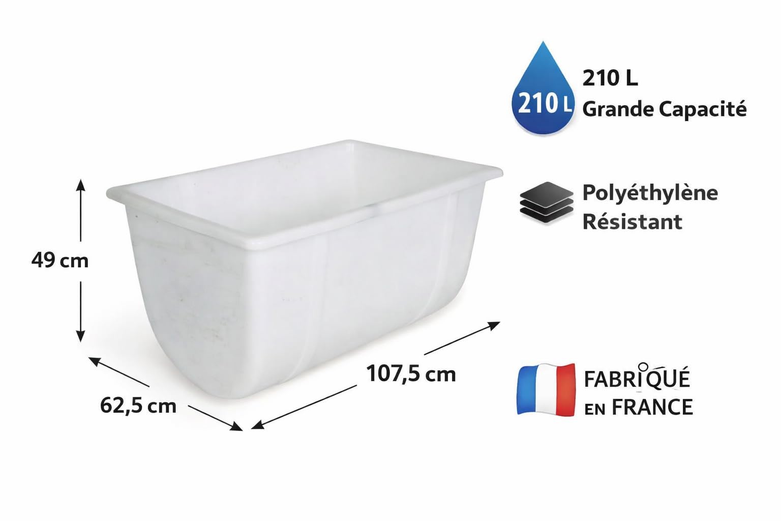 Mondelin Auge à Plâtre 210 L sans piètement bac 107,5 cm