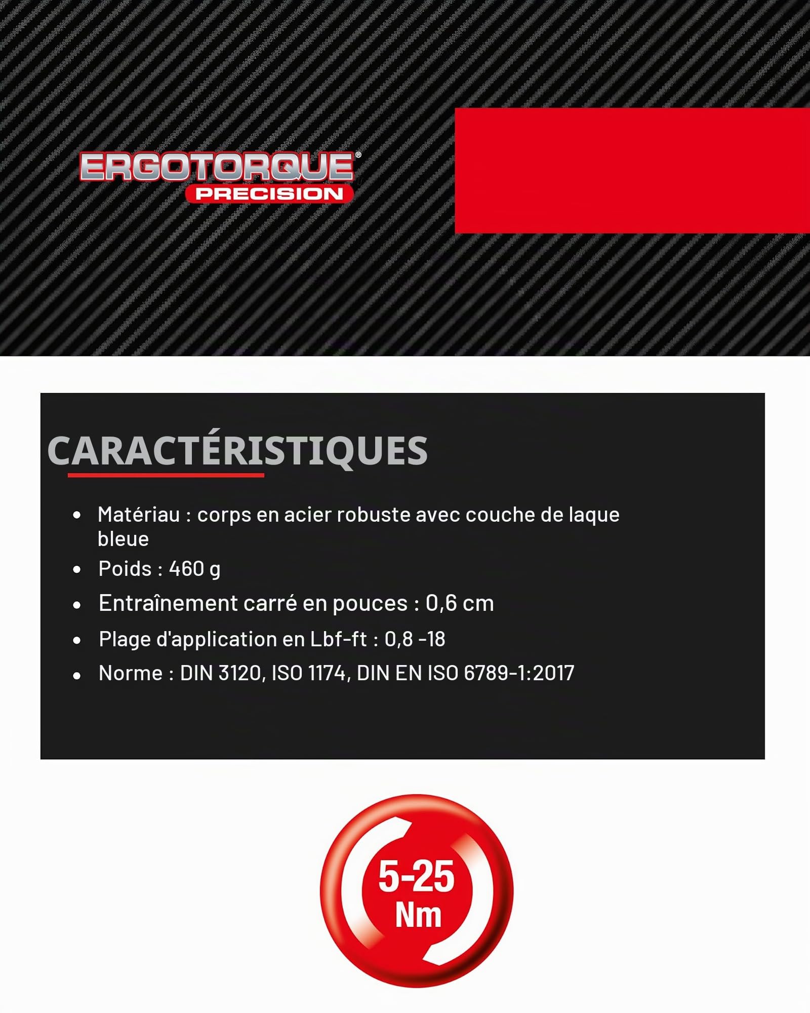 KS Tools 516.1512 ERGOTORQUE clé dynamométrique 5-25 Nm