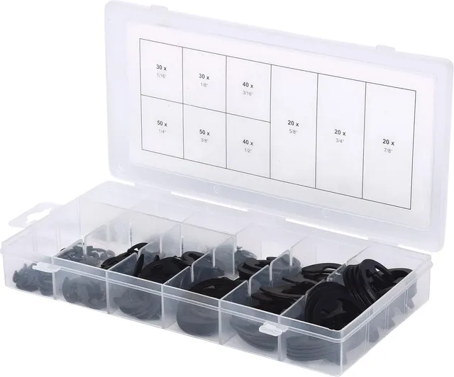KS Tools 970.0320 Assortiment 300 circlips E pouces noir