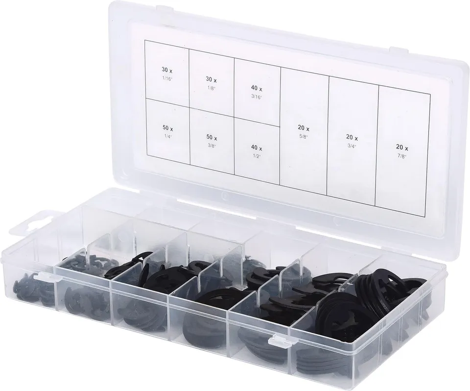 KS Tools 970.0320 Assortiment 300 circlips E pouces noir