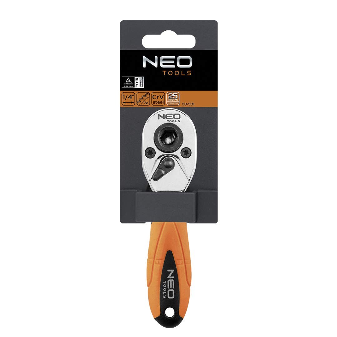 NEO TOOLS cliquet réversible 72 dents 1/4" douilles