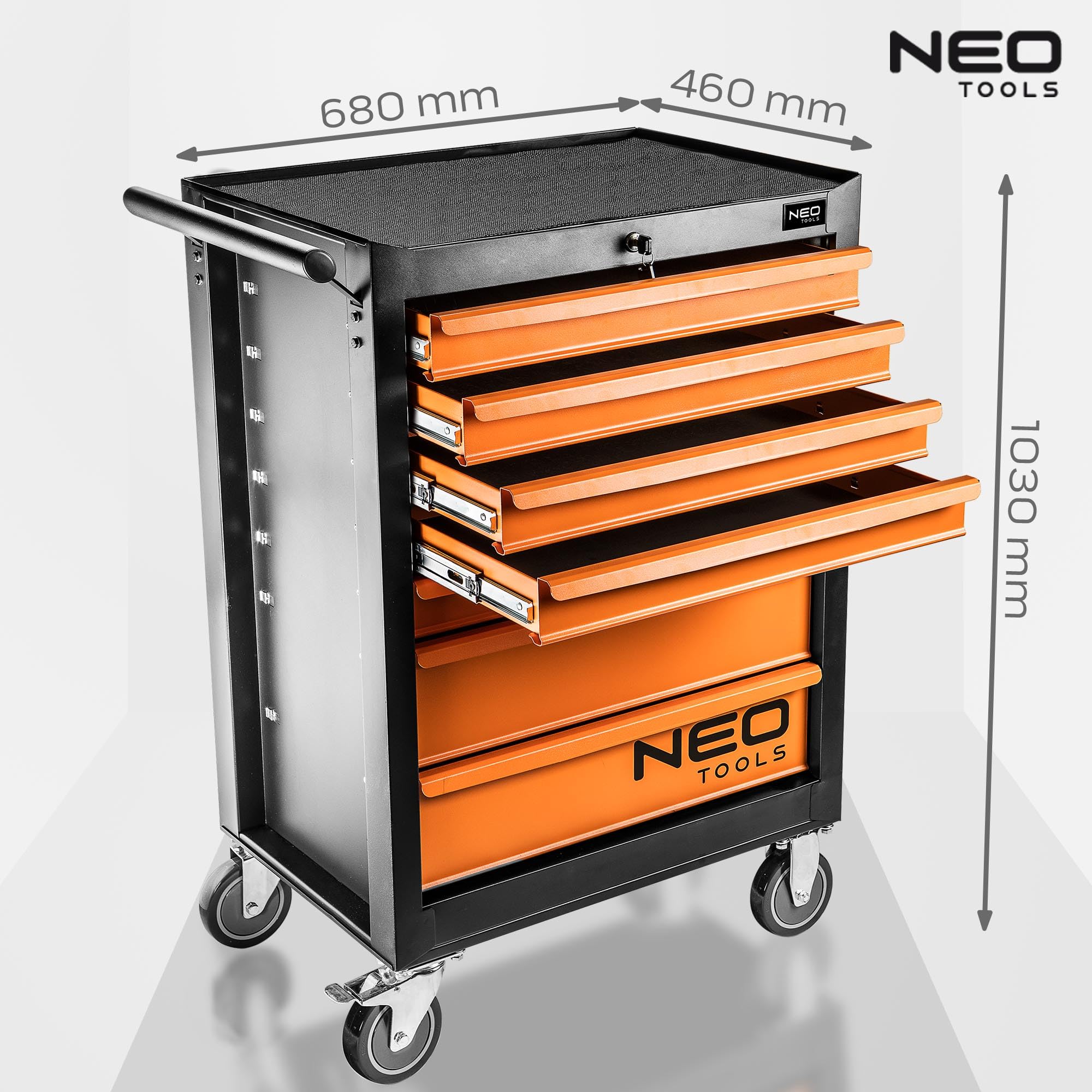 NEO TOOLS 84-222 servante atelier 7 tiroirs noir-orange