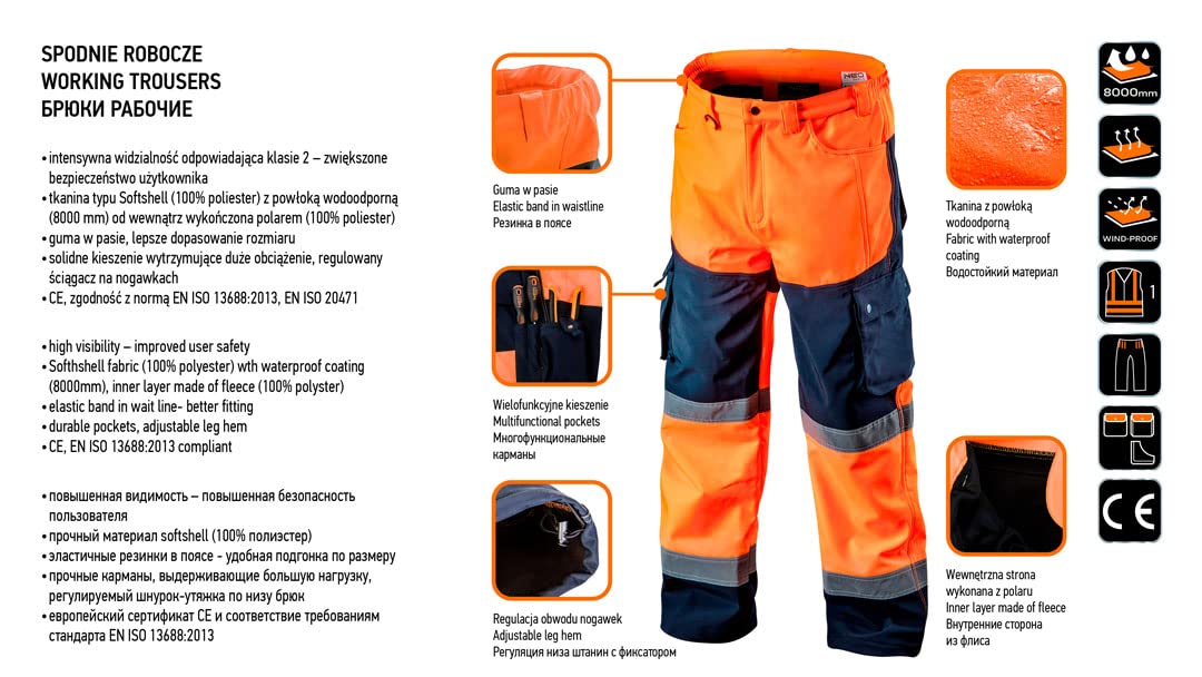 NEO TOOLS pantalon de travail homme utilitaire pro