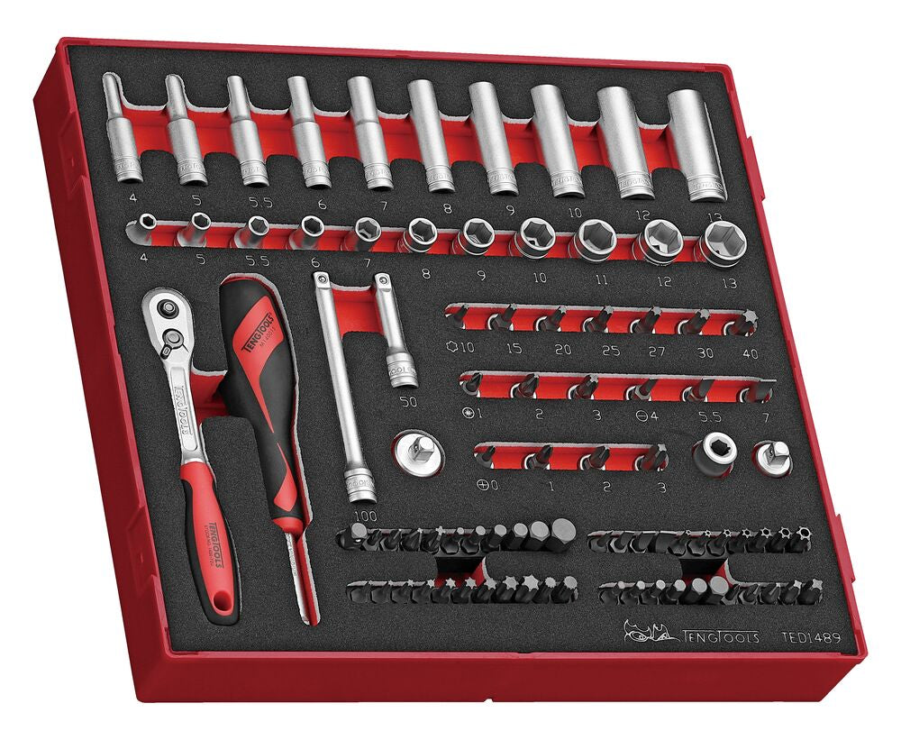 Teng Tools FOAM2 coffret douilles 1/4" 89 pièces 6 pans